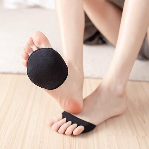 High Heels Socks Insole Forefoot Pain-proof Thick Half Palm Pad Wear Invisible Female Five Toe Half Socks Boat/Low Cut Socks