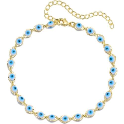 2021 New European Style Hot Style Bracelet Evil Eye 14K Copper Gold Plated with Big Eye Gem Manufacturers Contracted Bracelet