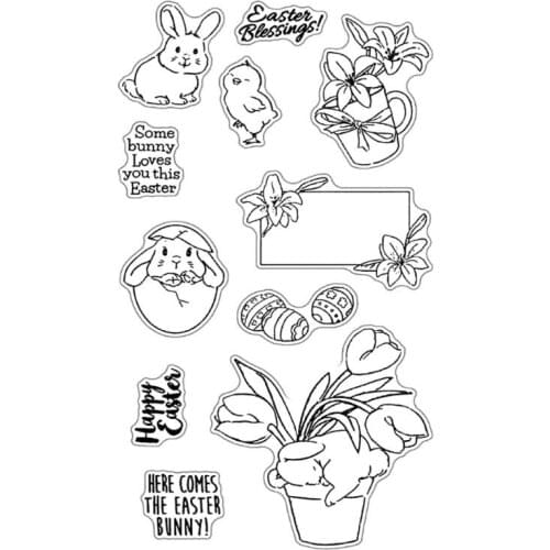 Easter Bunny Flower Silicone Clear Seal Stamp DIY Scrapbooking Embossing Photo Album Decorative Paper