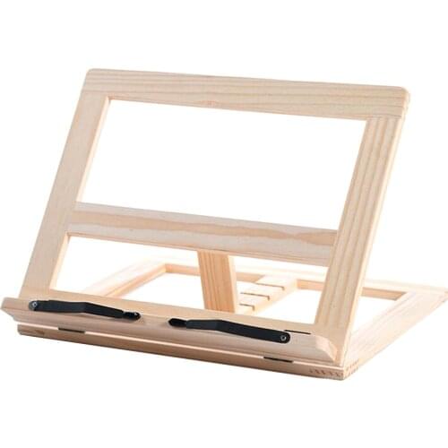 Book Stand Folding Wooden Book Holder with 4 Adjustable Height for Home Reading Tablet Textbook Music Books Recipe