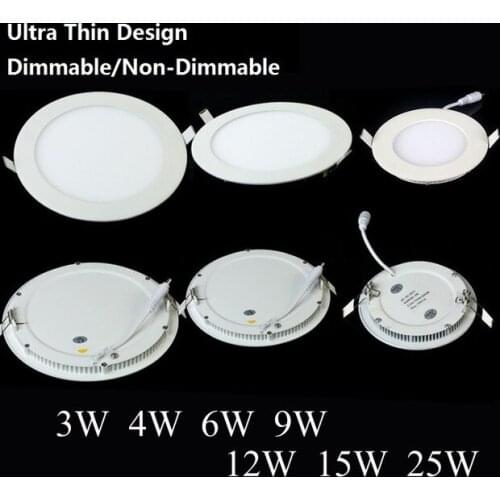 Dimmable LED Ceiling Downlight 6W 9W 12W 15W recessed led panel light with driver AC110-220V Warm White/Cold White Free Shinp