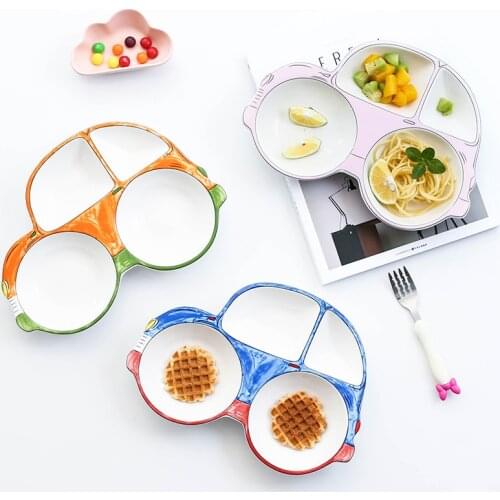 Creative Cartoon Food Car Ceramic Plate Dish Childrens Porcelain Tableware Food Container Dinner Set