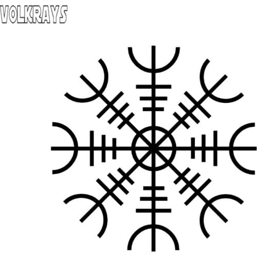 Volkrays Personality Car Sticker Helm of Awe Stave Rune Accessories Reflective Waterproof Fashion Vinyl Decal,14cm*14cm