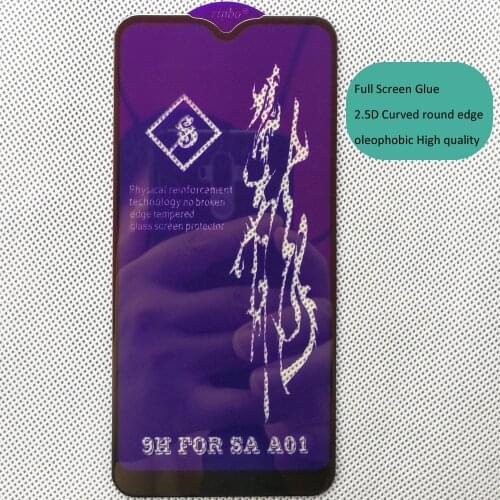 Full Screen Glue Tempered Glass For Samsung Galaxy A01 M01 2.5D Curved oleophobic High quality