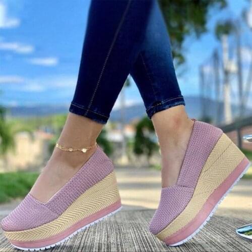 2021 New Female Flat Shoes Summer Vulcanized Shoes Solid Thick Bottom Womens Sandals Fashion Casual Woven Style Women Shoes