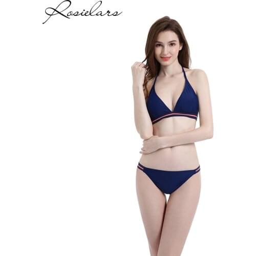 2019 ROSIELARS Summer Bathing Suit Fashion Sexy Bikini Set Women Swimwear Low Waist Special Elastic String Beach Swimsuit