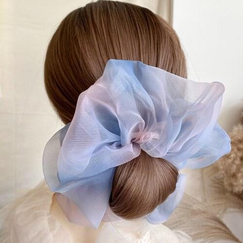 1PC Organza Elastic Hair Bands Pure Color Rubber Band Hair Accessories Gum For Woman Girls Hair Ponytail Holder Casual Headdress