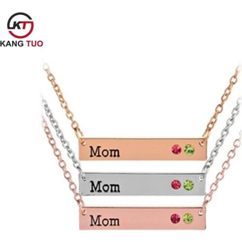 12pcs/lot Mom Necklace High Quality Alloy Plated Pendant Jewelry With Rhinestone For Mother Gifts
