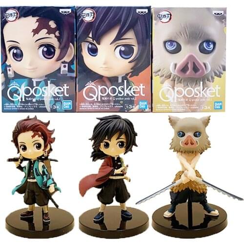 2020 3PCS Set Anime Demon Slayer Kimetsu No Yaiba Q Posket Kamado Tanjirou Nezuko PVC Action Figure Model Doll Toys Gifts