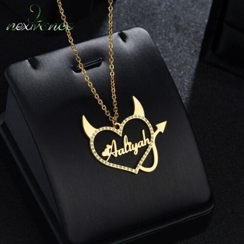 2021Nextvance Personalized Customized Name Necklace Heart Stainless Steel Cute Fashion Loving Couple Diamond Jewelry Accessories