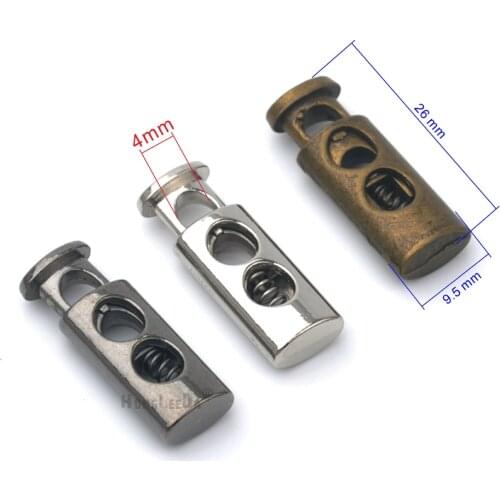 30pcs/lot oval metal alloy 4mm hole stoppers toggle cord locks Drawstring lock silver,black,bronze free shipping STP-006