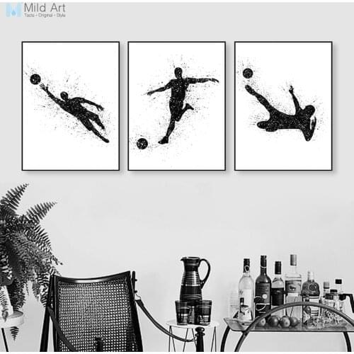 Abstract Watercolor Sports Man Soccer Art Print Poster Wall Picture Canvas Painting Modern Nordic Living Room Home Deco Custom