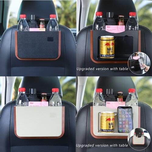Car Trash Can Organizer Net For Storage Bag Auto Pocket Tablet Phone Glasses Protection Tray Back Table Rear Seat Cup Holder