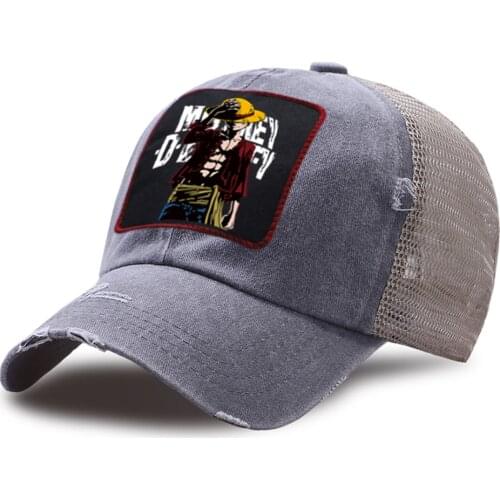 Streetwear Outdoor Mesh Baseball Cap One Piece Cartoon Snapback Hat Breathable Sports Trucker Hats Unisex Cotton Baseball Caps