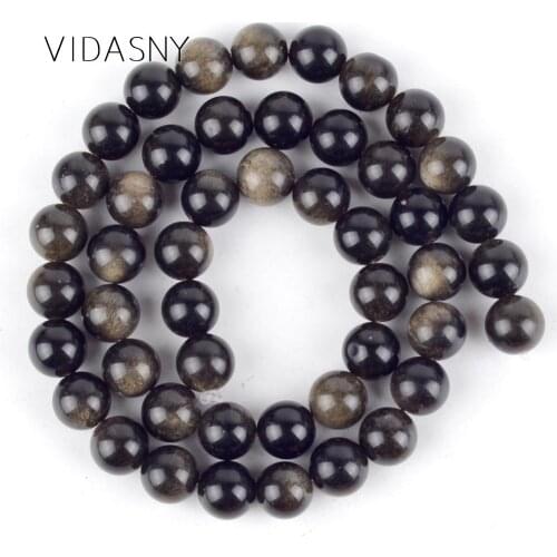 Natural Gem Gold Obsidian Stone Beads For Jewelry Making 4mm-12mm Spacer Loose Beads Diy Necklace Bracelet 15inch Wholesale