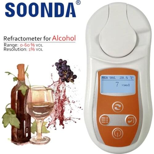 Alcoholometer 0-60%VOL Digital Auto Refractometer For Alcohol,Wine,Fruit,Rice,Medicinal,Cooking Wine Alcohol Measure Meter