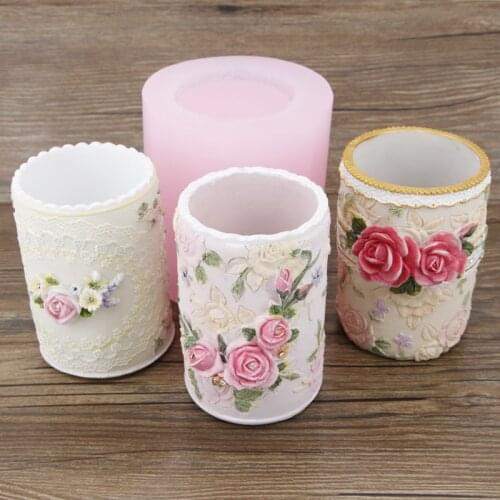 Flower Pen Holder 3d Molds Silicone Mold Cement Gypsum Resin Moulds Silicone Rubber Clay Day Crafts Vase Flowerpot Moulds PRZY