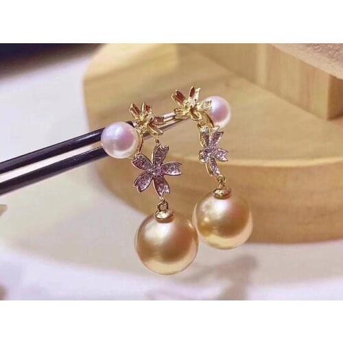 Flower 925 Sterling Silver Earrings Base Mountings Jewelry Parts Fittings Accessories for Pearls Beads Stones Agate Jade Crystal