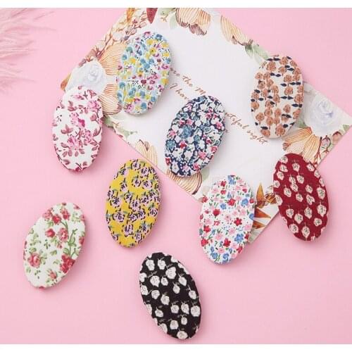 Baby Hair Clips Floral Printing Girls Handmade Barrette Infant Felt cloth Hairpin Korea Style Toddler School Hair Accessories