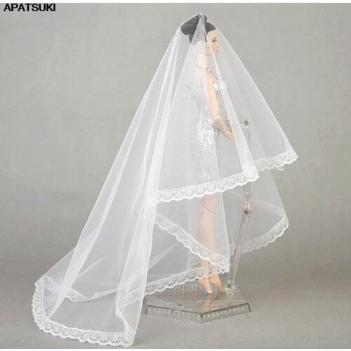 High Quality Handmade Long Veil Bridal Wedding Veils For Barbie Dolls Wedding Dress Veil For 1/6 BJD Dolls Accessories