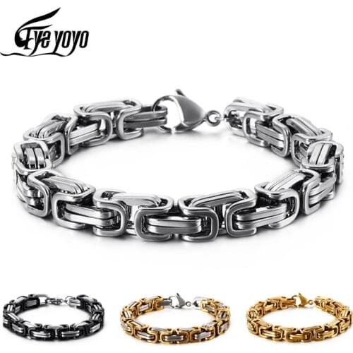EyeYoYo 5/6/8mm Multi-Size Titanium Steel Bracelet Men Trendy Link Chain Male Wristband Bracelets 2020