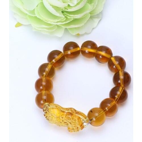 Feng Shui Citrine Gem Stone Wealth Pi Xiu Bracelet Attract Wealth and Good Luck J60E