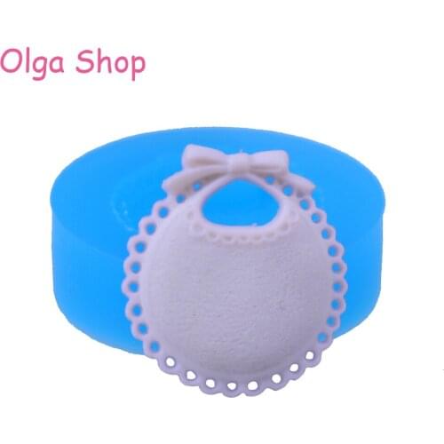 FYL448 21.2mm Baby Bib Silicone Mold - Baby Shower Mold Cake Decoration, Sugarcraft, Fondant, Cookie Biscuit, Resin, Chocolate