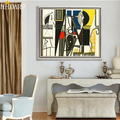 Picasso Painter and Model Canvas Wall Art Canvas Painting Home Deor Wall Pictures Print for Living Room Art Pictures Posters