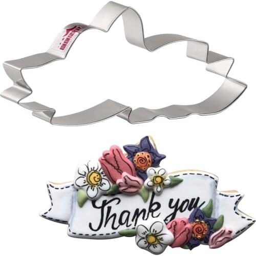 KENIAO Flower Plaque Cookie Cutter - 6.7 x 12.8 CM - Mothers Day Party Biscuit Fondant Sandwich Bread Cutters - Stainless Steel
