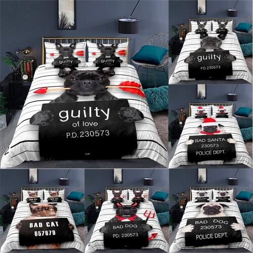 ZEIMON 3D Bulldog Bedding Set Kids Adult Bedding Duvet Cover King Queen Size Printing Bed Set Home Textiles Bedclothes 2/3Pcs