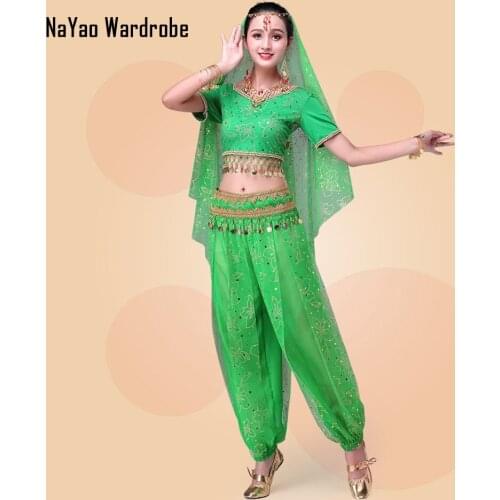 Belly dance dress Set Women Tops Skirt Waist Chain Veil Earring Bracelet Bellydance costume Dancing Performance HY0070