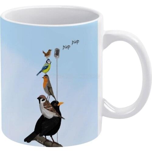 Garden Backyard BIrds Painting White Mug Coffee Mug 330ml Ceramic Home Milk Tea Cups and Mugs Travel Gift for Friends Bird Birds