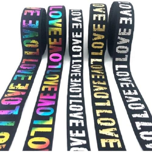 20/25/30/40mm LOVE Elastic Band Letter Printing Rubber Elastic Sport Belt Sewing Clothing Waistband Bags Decoration 5 Yards/lot