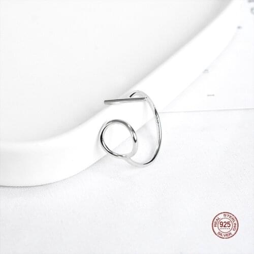 LKO Fashion Simplicity 925 Sterling Silver Round Geometry Rings for Women Female Engagement Party Rings Jewelry Gifts Onaments