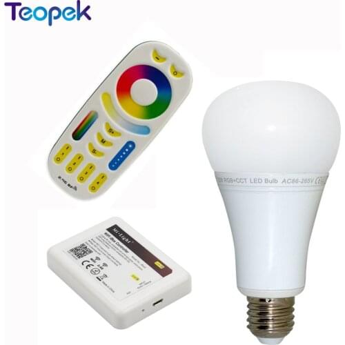 Mi.Light 2.4G 12W RGB+CCT Wireless E27 LED Bulb Dimmable 2 in 1 Smart LED Light FUT105 + 4-Zone 2.4G RF Remote + WL-Box1 Wifi