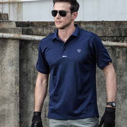 Army T-shirts Men Tactical Short Sleeve T Shirt Solid Turn-down Collar Quick Dry Fishing Hiking Training Running Sport Tops Tees