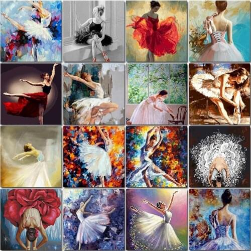 Ballet Dancer Oil Picture By Numbers Acrylic Paint Colorful DIY Kits For Adults Drawing Coloring Painting By Number Decoration