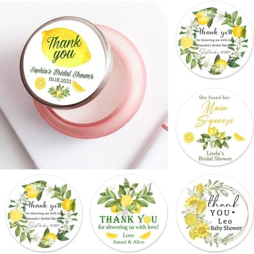 Lemon Thank You Stickers Customized Logo Wedding Decor Bride To Be Hen Bachelorette Party Decor Label Bridal Shower Girl Favors