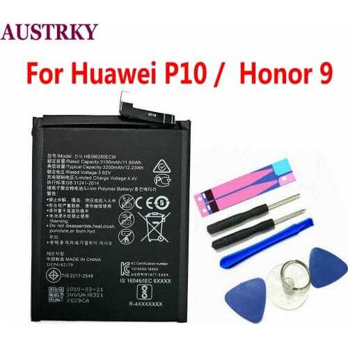 New High Quality HB386280ECW 3100mAh Batteries + Repair Tools Replacement For Huawei Honor 9 Ascend P10 Mobile Phone