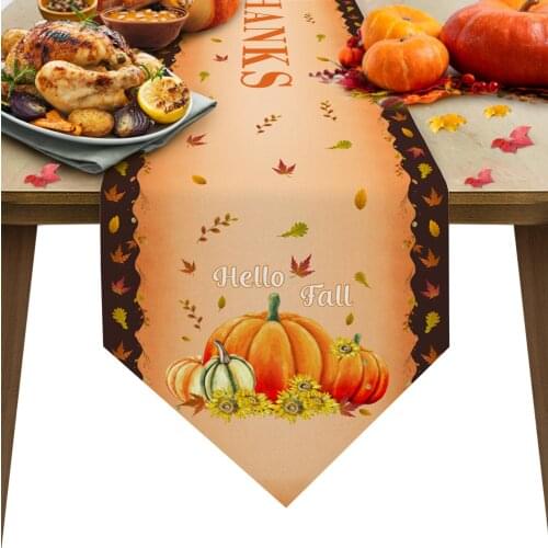Autumn Pumpkin Maple Leaf Sunflower Table Runners Home Dining Coffee Table Decor Table Cloth Wedding Decoration Table Cover