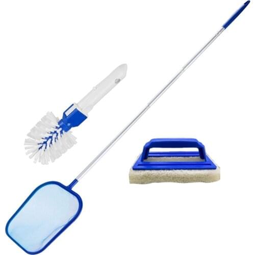 Leaf Skimmer with Telescopic Handle Fine Mesh Net Swimming Pool Net with Sponge Brush, Scrubber for Spas Hot Tub Pools CNIM Hot