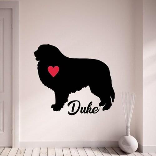 Great Pyrenees Decal Personalized Custom Dog Name Vinyl Wall Stickers Pet Dogs With Red Heart Silhouette Art Home Decor M918