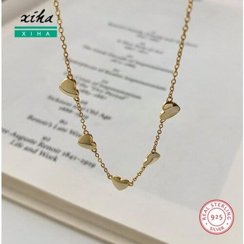 925 Sterling Silver Heart Chokers Necklaces Women Cute Necklace for Girls Girlfriend Teens Dainty Statement Jewelry