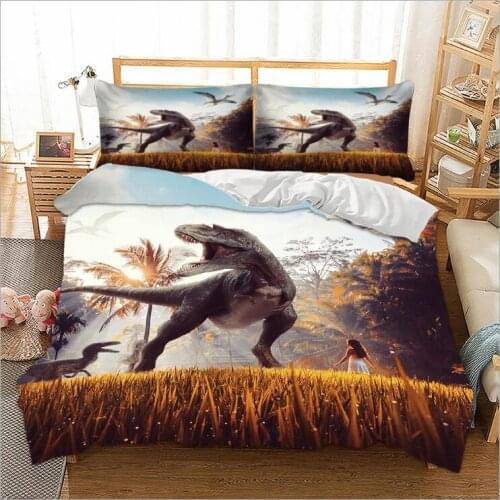 Duvet Cover 3D Prehistoric dinosaur Tyrannosaurus Rex Canglong Bedding Sets 2/3pcs Quilt cover pillowcase housse de couette