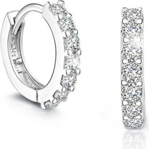 925 Sterling Silver Glittering Zircon Round Hoop Earrings Fashion Jewelry Earrings For Women Wedding Anniversary Gift S-E14