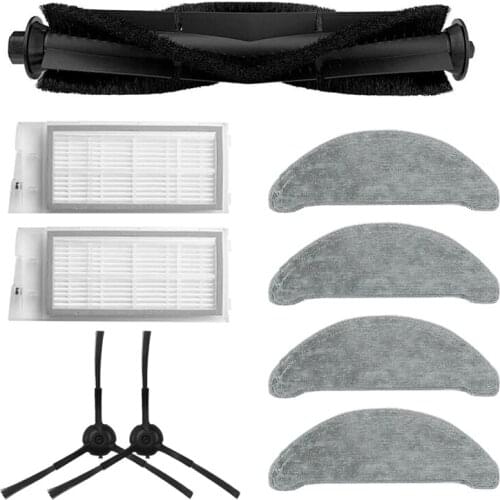 TOP!-9Pcs Mop Cloths Main Brush Side Brush HEPA Filter For ROIDMI EVE Plus Robot Vacuum Cleaner Spare Parts