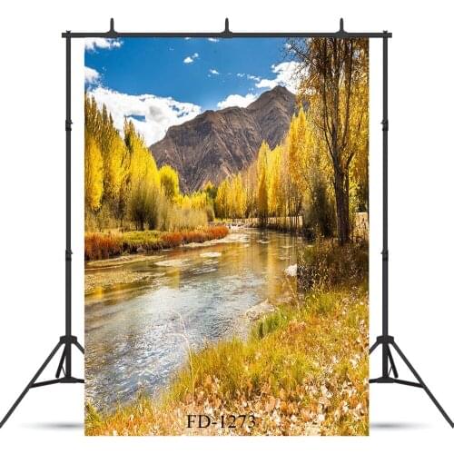 Photographic Backgrounds Scenic Mountain Autumn Tree Stream Vinyl Backdrops Fond Studio Photo Kids Newborn Portrait Photophone