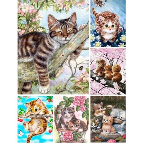 Cat Needlework,DIY Patterns Deer Cross Stitch,Sets For Embroidery Kit Full Embroidery Simple European Cross-Stitching