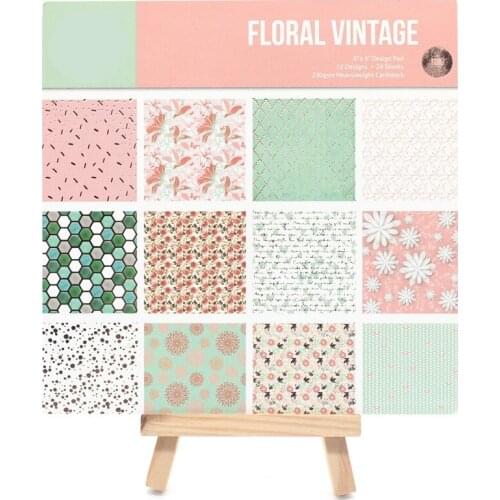YPP CRAFT 24pcs 6" Single-side Printed Foil Floral Vintage pattern creative papercraft art paper handmade scrapbooking set books