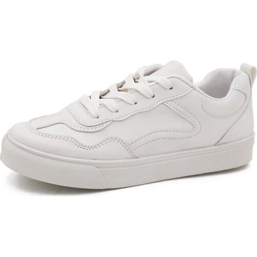 Leather White Shoes Female Shoes 2019 New Wild Port Wind Shoes Korean Sports Shoes Chic Shoes Students Casual Sneakers Shoes